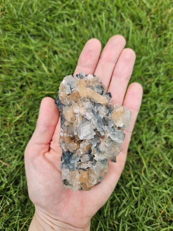 Quality Apophyllite Crystal Cluster: Peach Stilbite & Blue Chalcedony, Nashik, India - Image 3