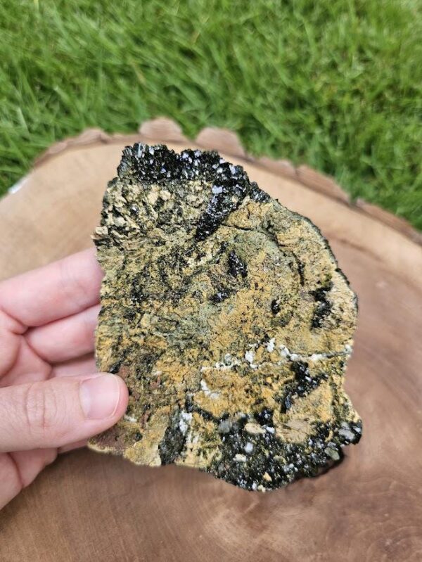 Forest Quartz Crystal: Raw Epidote & Clear Quartz Cluster - Image 4