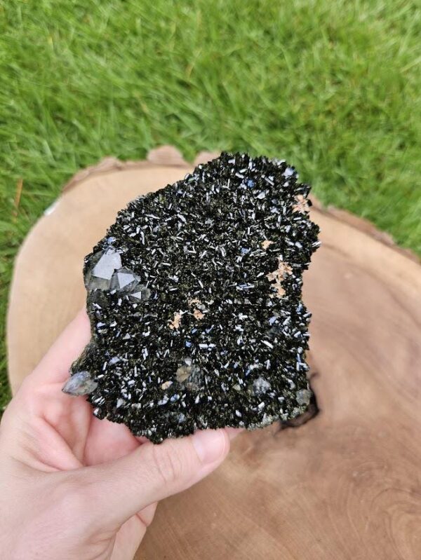 Forest Quartz Crystal: Raw Epidote & Clear Quartz Cluster