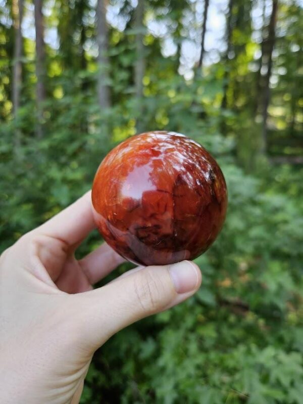 Polished Carnelian Sphere: Sacral Chakra Crystal, Madagascar - Image 9