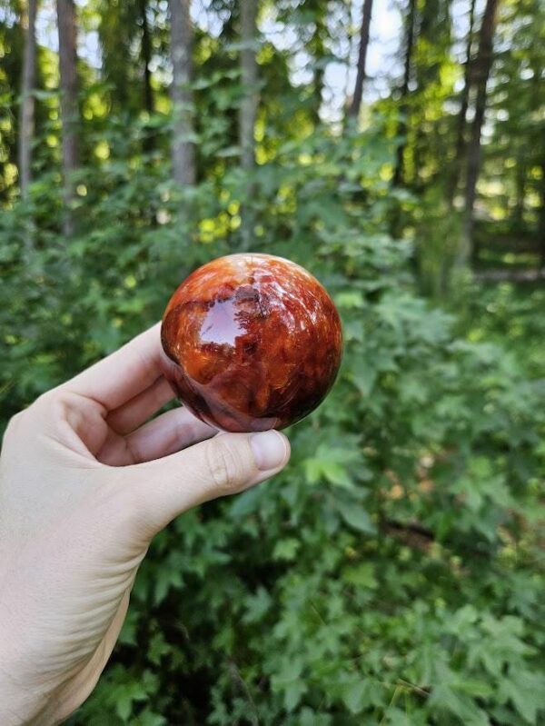 Polished Carnelian Sphere: Sacral Chakra Crystal, Madagascar - Image 10