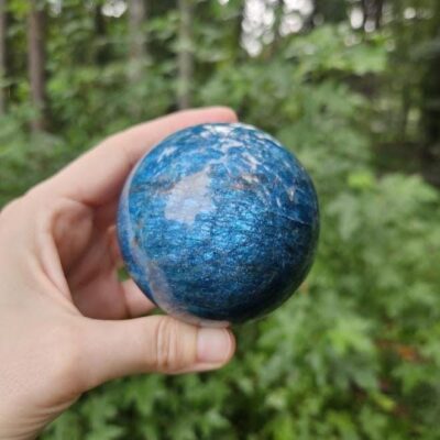 Blue Apatite Sphere: Polished Crystal Ball, Third Eye Chakra Stone