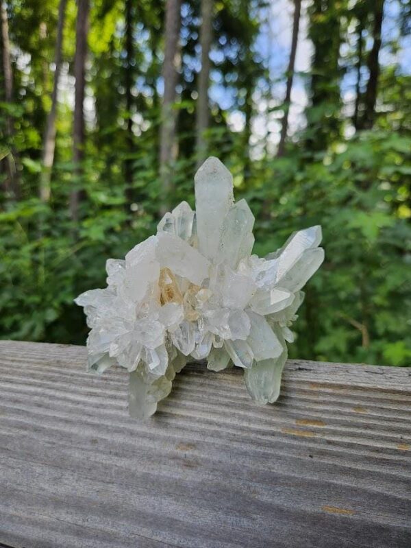 Large Turkish Quartz Crystal Cluster: Raw Epidote & Clear Quartz - Image 2