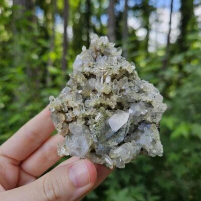 Quality Forest Quartz Crystal Cluster: Raw Epidote & Clear Quartz - Hakkari, Turkey