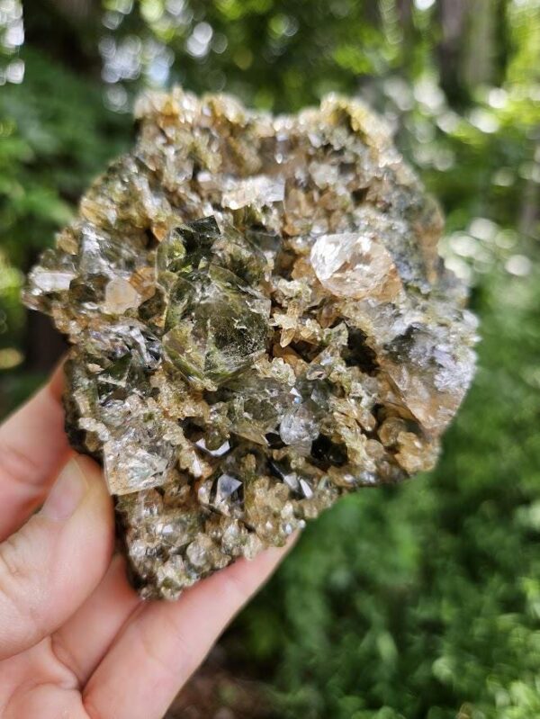 Raw Epidote Quartz Crystal Cluster: Forest Quartz from Turkey - Image 6