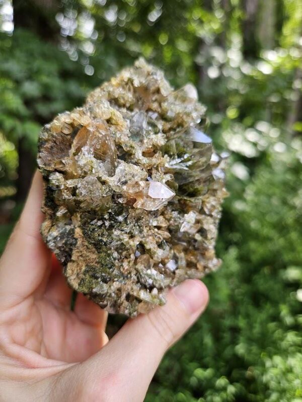 Raw Epidote Quartz Crystal Cluster: Forest Quartz from Turkey - Image 8