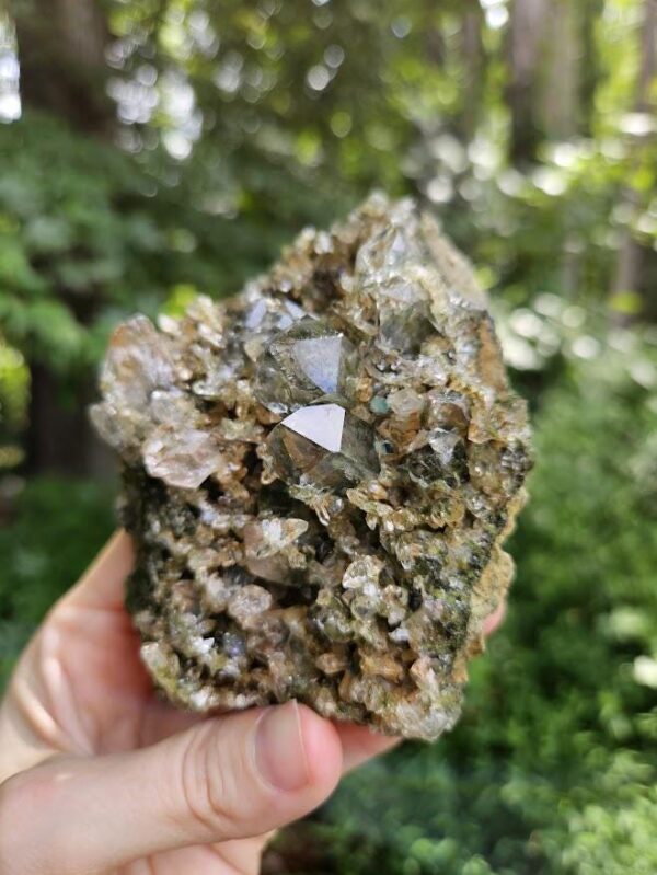 Raw Epidote Quartz Crystal Cluster: Forest Quartz from Turkey - Image 3