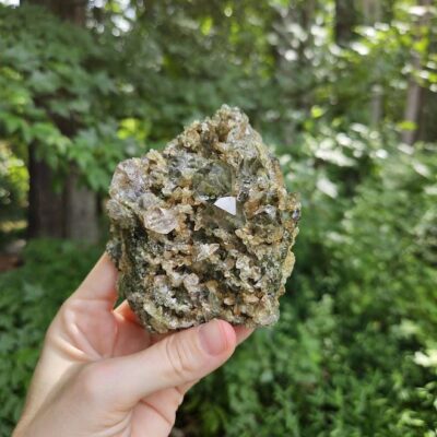 Raw Epidote Quartz Crystal Cluster: Forest Quartz from Turkey