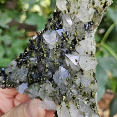 Raw Epidote and Clear Quartz Cluster: Turkish Forest Quartz Crystal, Quality Crystals