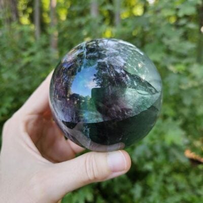 Quality Rainbow Fluorite Sphere: Large Fluorite Crystal Ball, 1.75 LB
