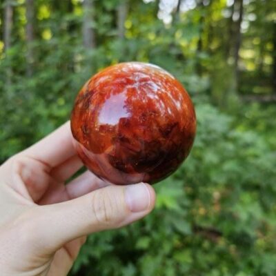 Polished Carnelian Sphere: Sacral Chakra Crystal, Madagascar