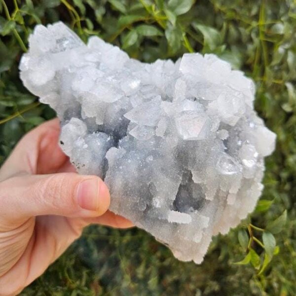 Blue Chalcedony Apophyllite Cluster: Raw Crystal from India, Quality Crystals