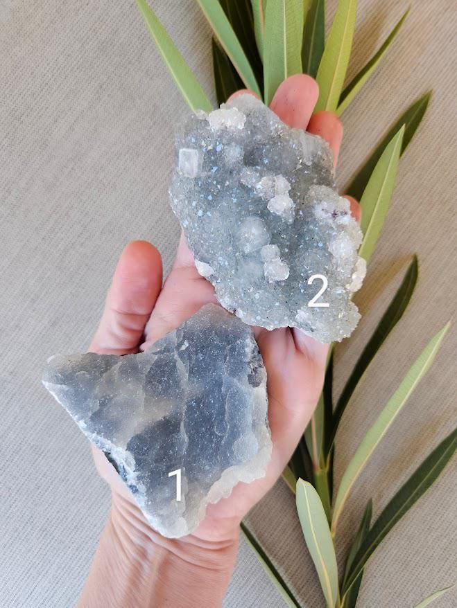 Raw Blue Chalcedony and Apophyllite Cluster - YOU Pick - Image 6