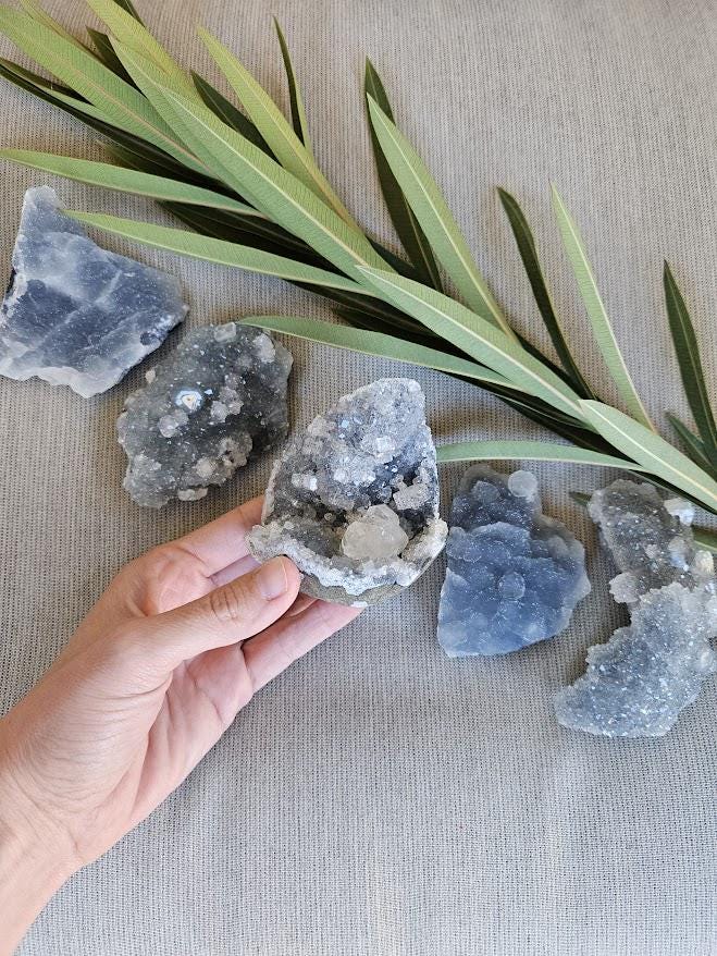 Raw Blue Chalcedony and Apophyllite Cluster - YOU Pick - Image 10