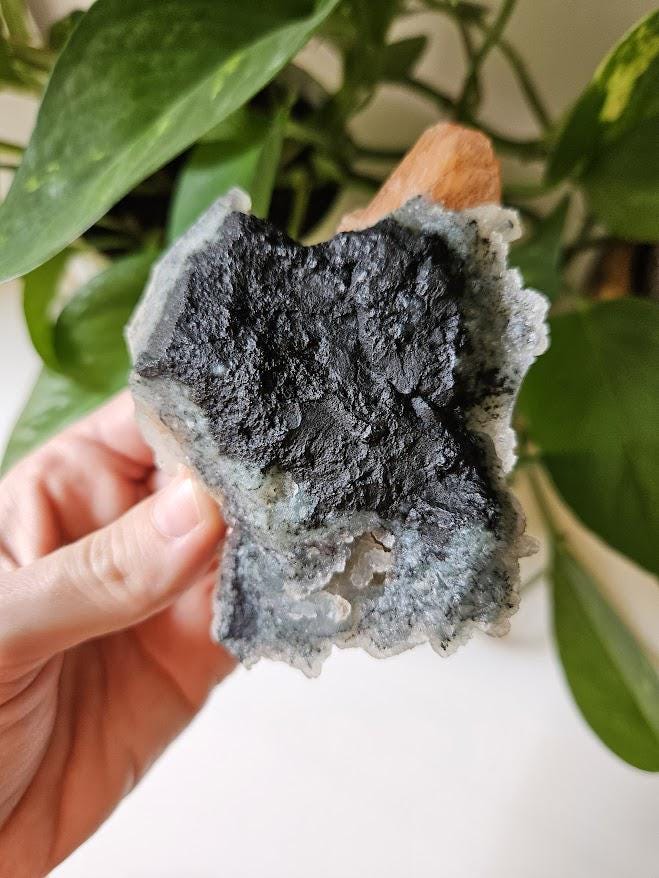 Quality Blue Chalcedony Peach Stilbite Crystal: Natural Crystal Cluster from India - Image 10