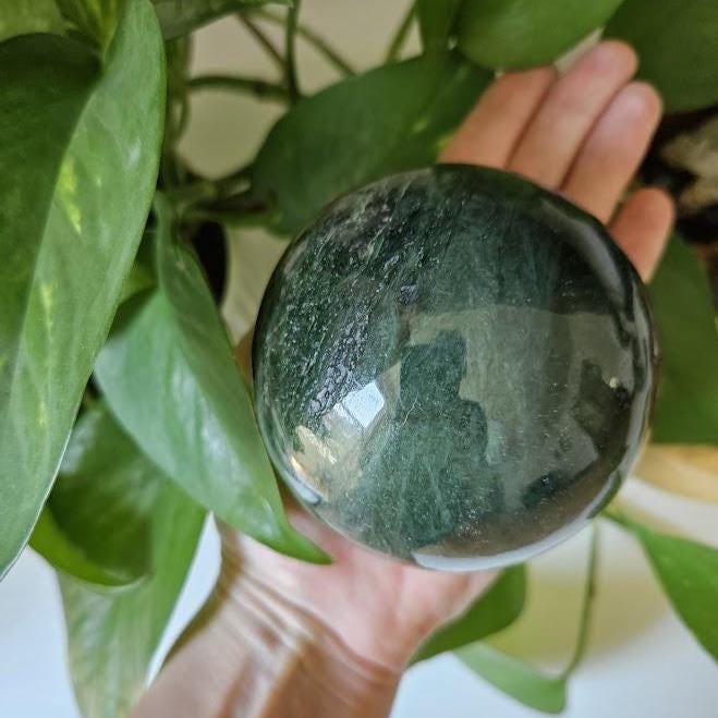 Large Nephrite Jade Sphere: Polished Jade Stone, Afghanistan, Good Luck Stones