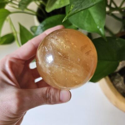 Quality Honey Calcite Sphere: Polished Yellow Calcite Crystal from China