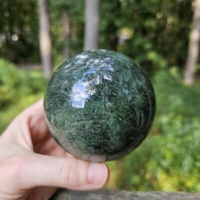 Large Nephrite Jade Sphere: Polished Jade Stone, Afghanistan, Good Luck Stones