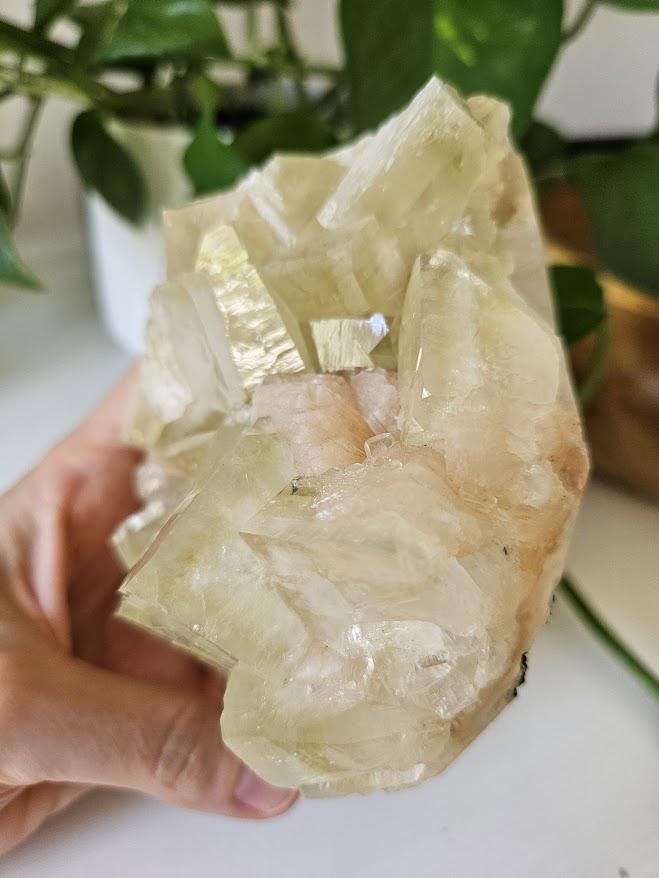 Green Apophyllite and Peach Stilbite Cluster: Natural Crystal Specimens, India - Image 3