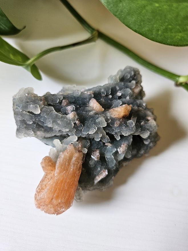 Quality Blue Chalcedony Peach Stilbite Crystal: Natural Crystal Cluster from India - Image 8