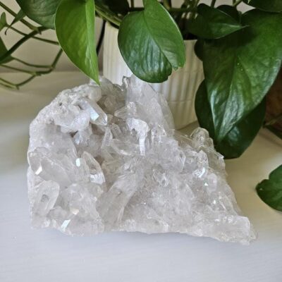 Large Clear Quartz Crystal Cluster: Natural Brazil Home Decor