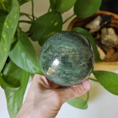 Large Nephrite Jade Sphere: Polished Jade Stone, Afghanistan, Good Luck Stones