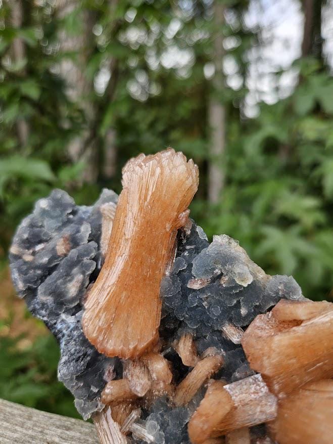 Quality Blue Chalcedony Peach Stilbite Crystal: Natural Crystal Cluster from India - Image 4
