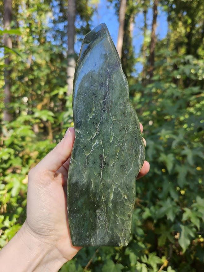 Large Quality Nephrite Jade Freeform: Green Stone for Luck, Polished Jade Crystal - Image 6