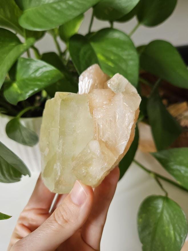 Quality Green Apophyllite and Peach Stilbite Cluster: Natural Crystal Specimens, India - Image 6