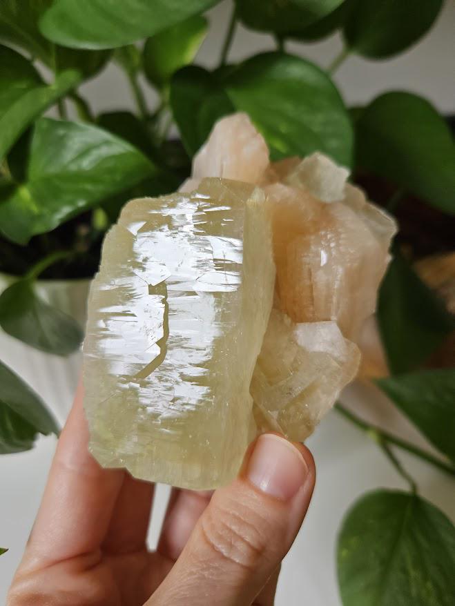 Quality Green Apophyllite and Peach Stilbite Cluster: Natural Crystal Specimens, India