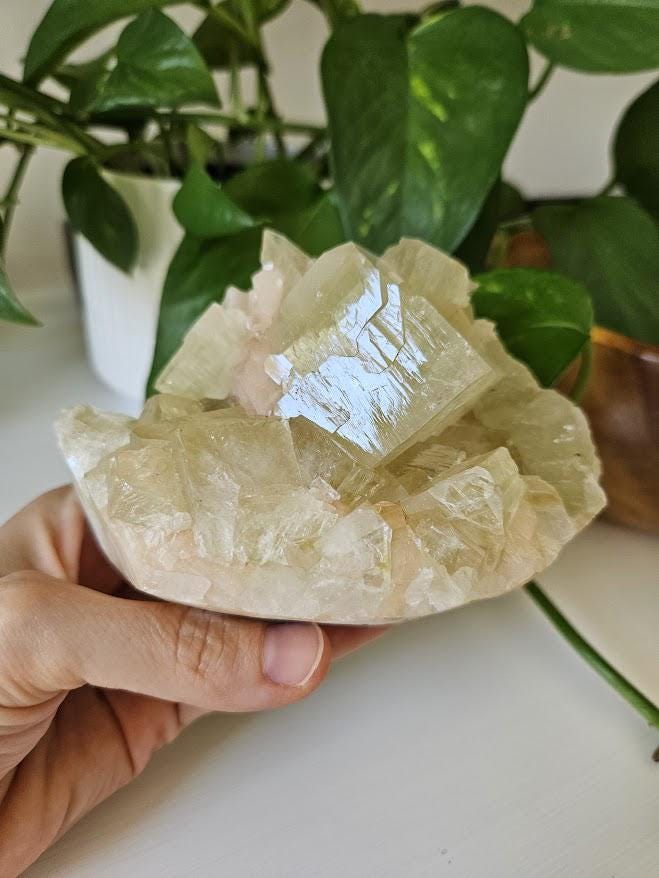 Green Apophyllite and Peach Stilbite Cluster: Natural Crystal Specimens, India - Image 6
