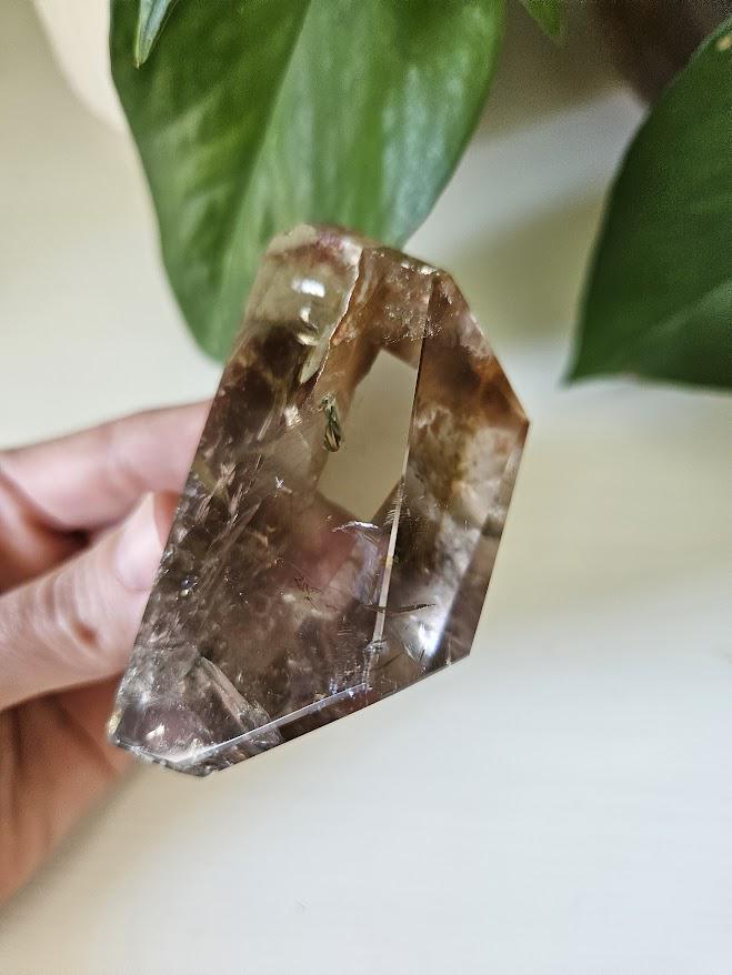 Quality Smoky Quartz Crystal with Hematite Inclusions: Bahia, Brazil - Root Chakra - Image 9