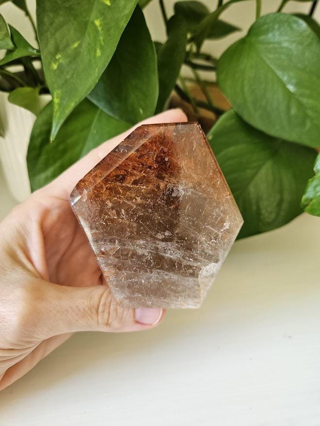 Quality Smoky Quartz Crystal with Hematite Inclusions: Bahia, Brazil - Root Chakra - Image 7