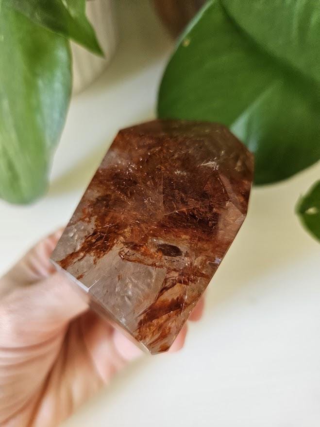 Quality Smoky Quartz Crystal with Hematite Inclusions: Bahia, Brazil - Root Chakra - Image 5