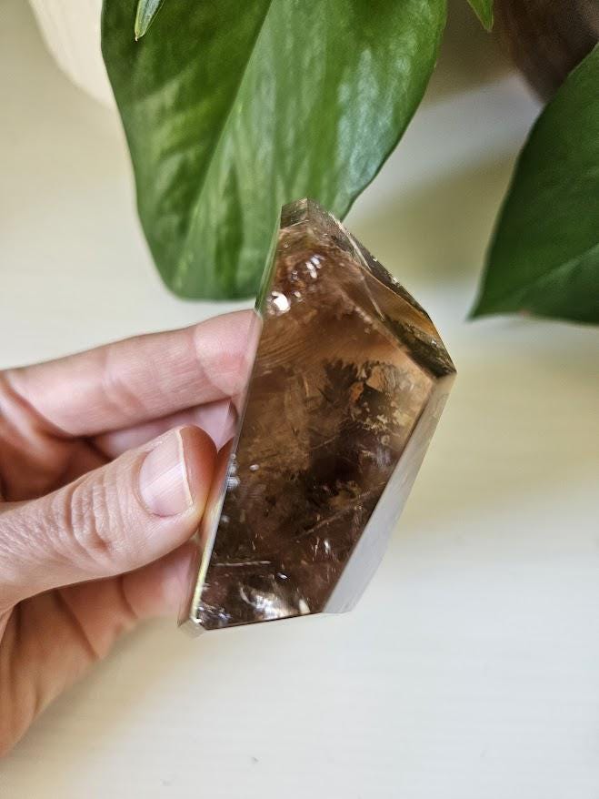 Quality Smoky Quartz Crystal with Hematite Inclusions: Bahia, Brazil - Root Chakra - Image 8