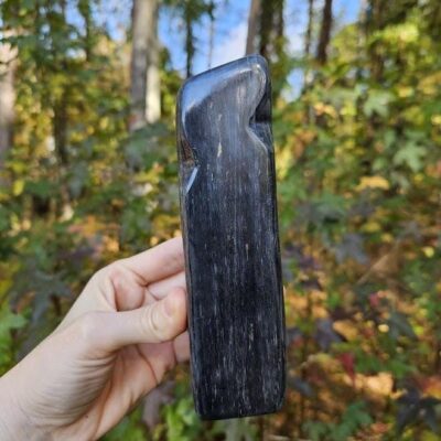 Black Jade and Pyrite Freeform: Polished Jade Stone, Afghanistan