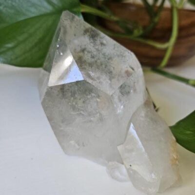 Green Chlorite Clear Quartz Crystal: Natural Home Decor