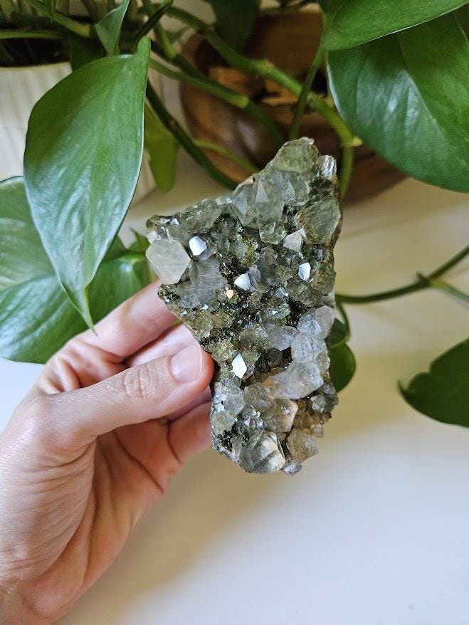 Raw Forest Quartz Cluster: Turkish Epidote and Quartz Crystal - Image 2