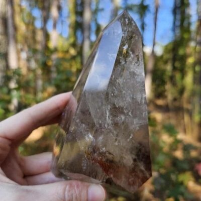 Large Smoky Quartz with Hematite Inclusions: Quality Brazilian Crystal Home Decor