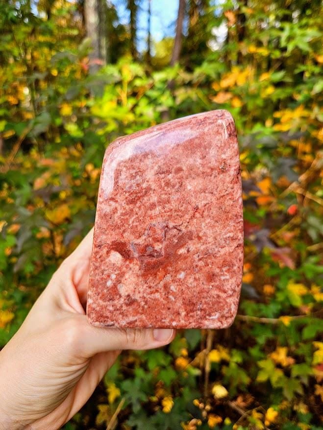 Quality Strawberry Jasper Freeform: Heart Chakra Crystals, Natural Home Decor - Image 3