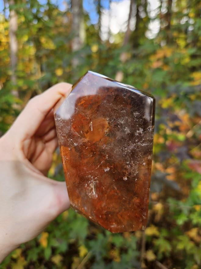 Quality Smoky Quartz Crystal with Red Hematite Inclusions: Bahia, Brazil - Root Chakra - Image 5