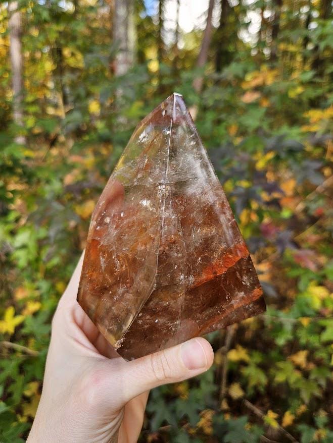 Quality Smoky Quartz Crystal with Red Hematite Inclusions: Bahia, Brazil - Root Chakra - Image 2