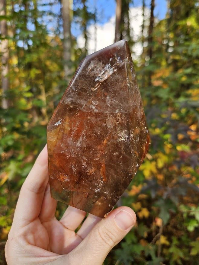 Quality Smoky Quartz Crystal with Red Hematite Inclusions: Bahia, Brazil - Root Chakra - Image 10