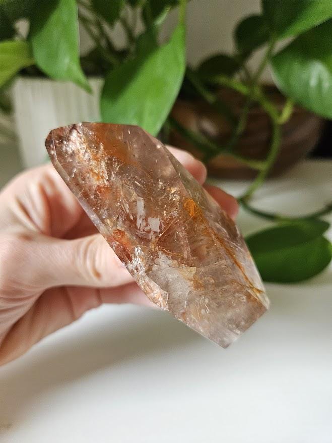 Quality Smoky Quartz Crystal with Hematite Inclusions: Bahia, Brazil - Root Chakra - Image 7