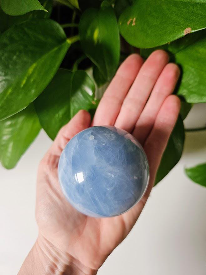 Polished Blue Calcite Sphere: Madagascar, Crystal for Peace - Image 6