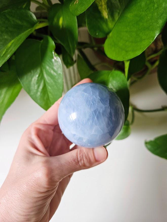 Polished Blue Calcite Sphere: Madagascar, Crystal for Peace - Image 10