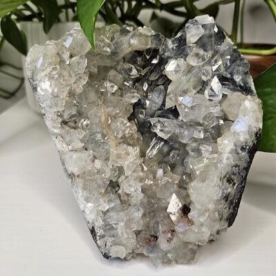 Large Diamond Apophyllite Cluster: Blue Chalcedony Crystal - Natural Home Decor
