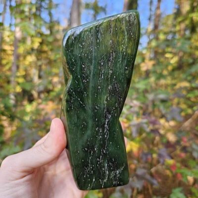 Nephrite Jade Freeform: Green Stone for Luck, Polished Jade Crystal