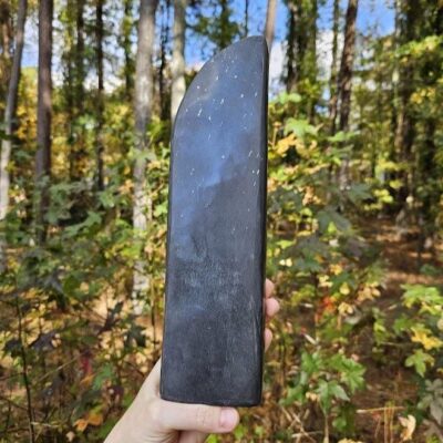 Large Black Jade and Pyrite Freeform: Polished Jade Stone, Afghanistan