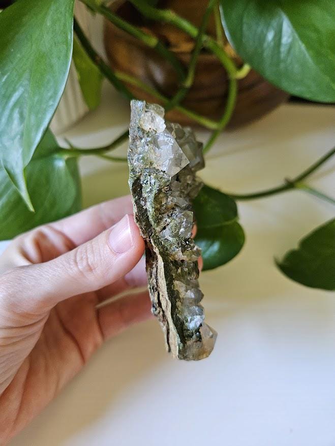 Raw Forest Quartz Cluster: Turkish Epidote and Quartz Crystal - Image 7